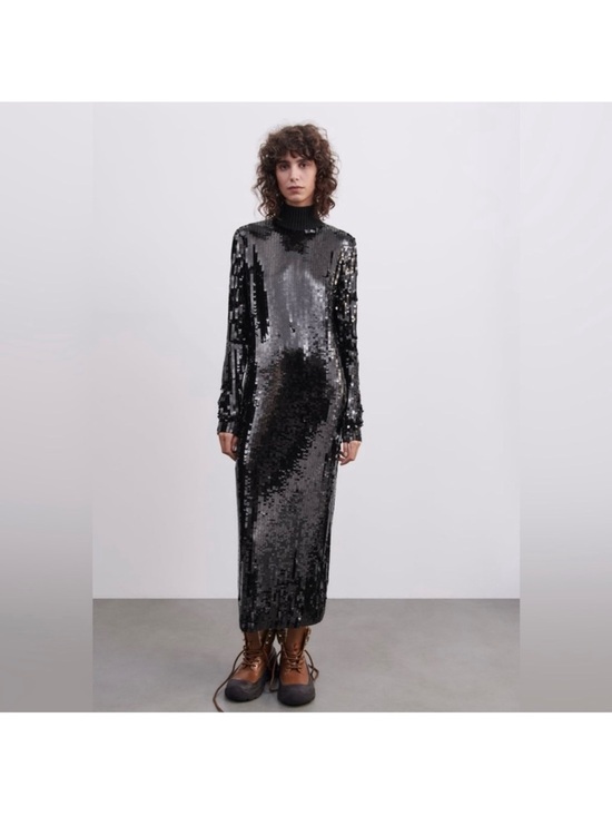 Zara Dresses & Skirts - Zara Long Black Sequin Limited Edition Dress - Size Medium